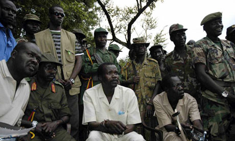 LRA leader Joseph Kony surrounded by senior LRA combatants.
