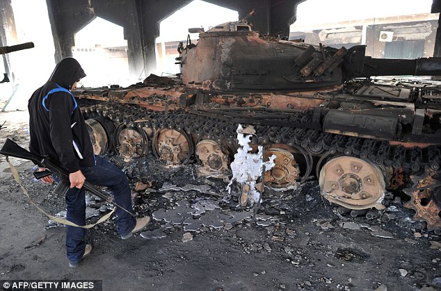 burned out tank in Libya
