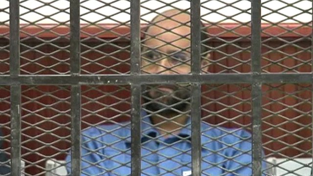 Saif al-Islam during a court appearance in Zintan earlier this year (Photo: BBC)
