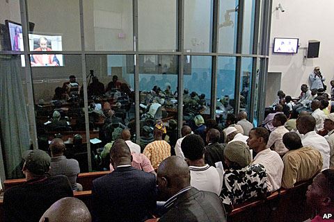 People watch the Taylor verdict at the SCSL in Freetown, Sierra Leone (Photo: AP)
