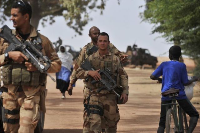 French soldiers (some of which were transported by the US) on patrol on Mali (Photo: Issouf Sanogo/AFP/Getty Images)