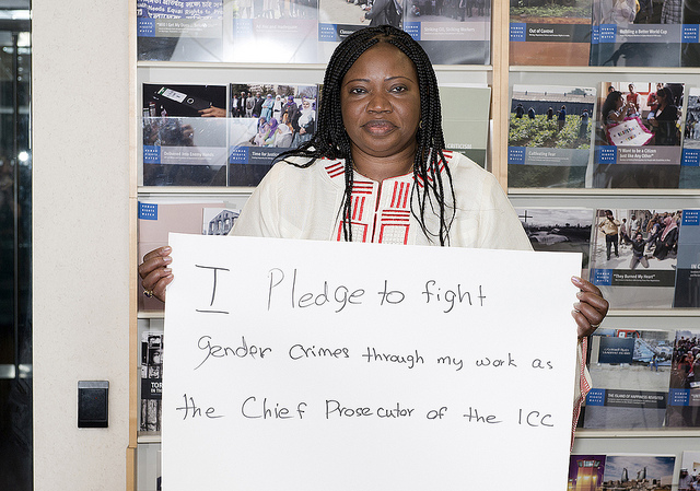 Fatou Besouda poses for a stop rape in conflict campaign event (Photo: PassBlue)