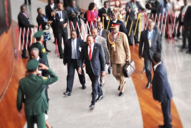 Kenyan President Uhuru Kenyatta arrives for an African Union Summit in October 2013 (Photo: Jacey Fortin)