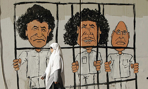 The Tripoli Three: al-Senussi (L), Muammar Gaddafi (C) and Saif al-Islam (R) (Photo: Die Presse)