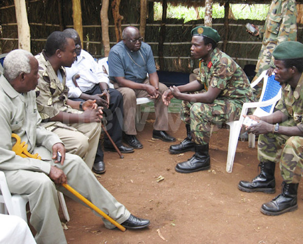 Dominic Ongwen meeting cultural and religious leaders in 2008 (Photo: New Vision)