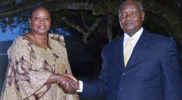 ICC Chief Prosecutor Fatou Bensouda with Ugandan President Yoweri Museveni (Photo: Daily Post)