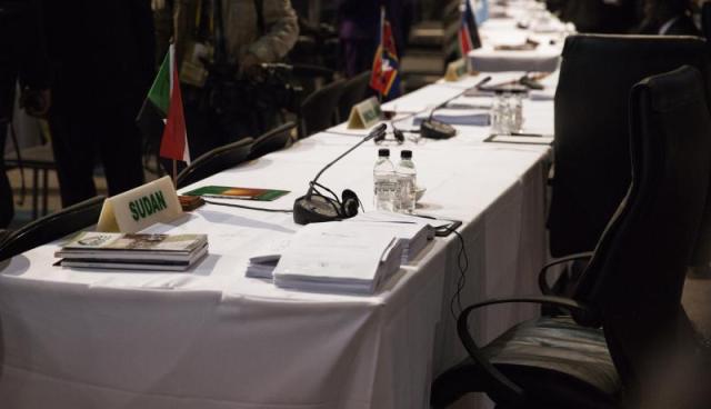 An empty seat, reserved from President Bashir, at the AU Summit in South Africa (Photo: Getty Images)