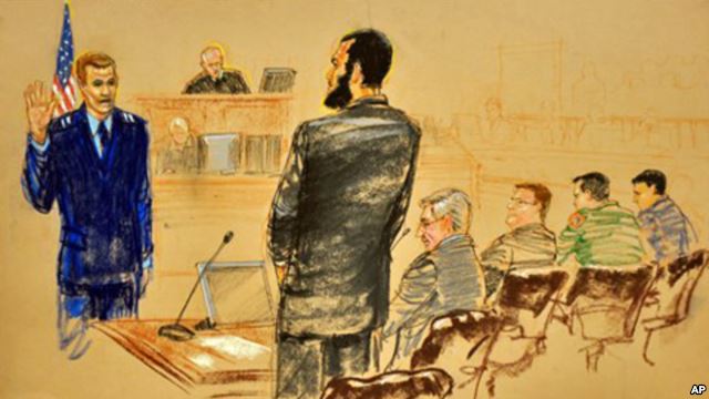 Omar Khadr, a former detainee at Guantanamo Bay, appears before a military commission in 2010. 