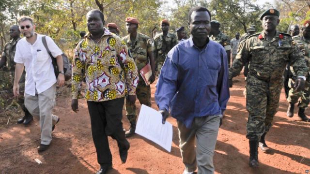 Dominic Ongwen shortly after he was transferred from the the African Union Regional Task Force to the Uganda People's Defence Forces.