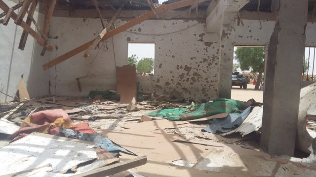 Damage to a mosque following a suicide attack in Maiduguri, Nigeria (Photo: AP)