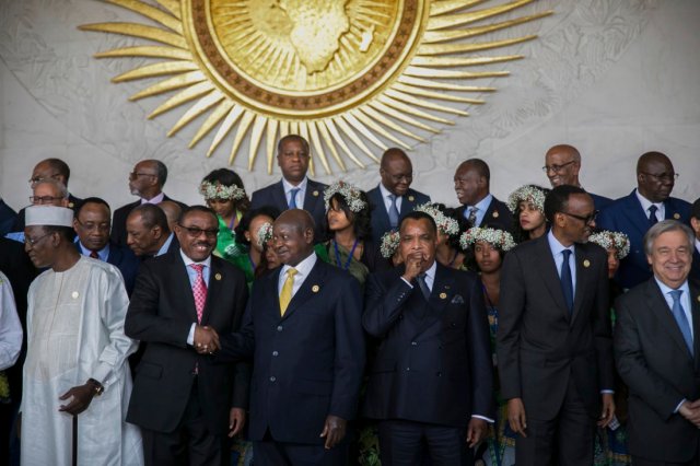 Leaders gather for an photo opportunity at the recent African Union Summit (Photo: Mulugeta Ayene / AP)